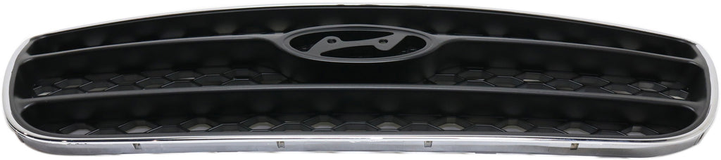 SANTA FE 07-09 GRILLE, Chrome Shell/Painted Silver-Black Insert, (Exc. Limited Model) - CAPA