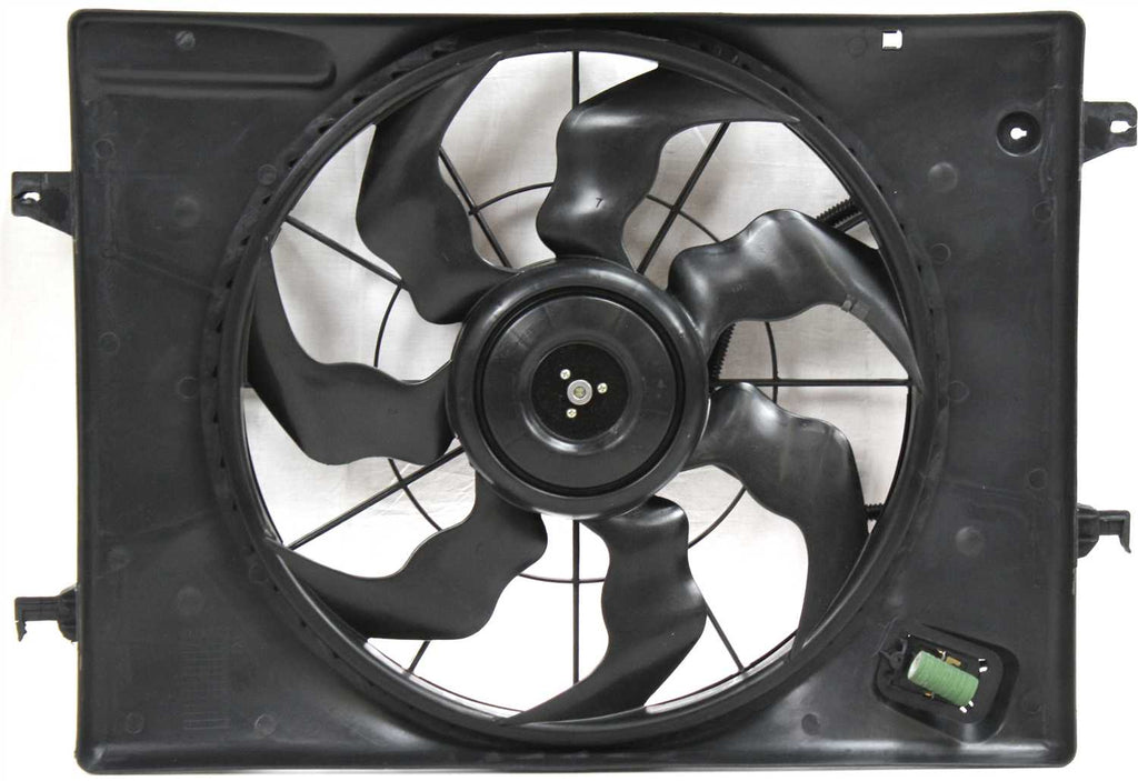 SPORTAGE 05-10 RADIATOR FAN SHROUD ASSEMBLY, 2.0L , 7 Blade, Includes resistor