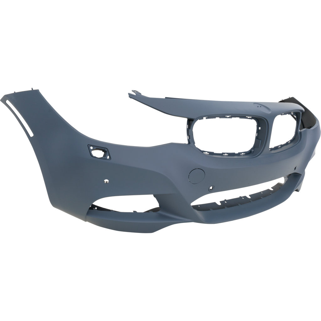 3-SERIES GT 14-19 FRONT BUMPER COVER, Primed, w/ M Sport Pkg, w/ Headlamp Washer Holes, Park Distance Control Sensor Holes, w/o Park Assist Sensor Holes, Camera Holes