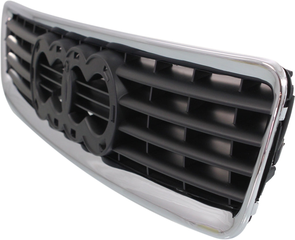 A4 99-02 GRILLE, Hood Mount, Chrome Shell/Primed Insert, From VIN X200001, Early Design