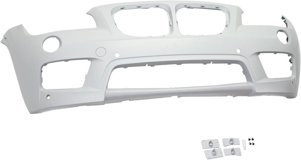 X1 13-15 FRONT BUMPER COVER, Primed, w/ M Sport Line, w/o HLW Holes, w/ Park Dist Ctrl Snsr Holes