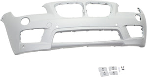 X1 13-15 FRONT BUMPER COVER, Primed, w/ M Sport Line, w/o HLW Holes, w/ Park Dist Ctrl Snsr Holes