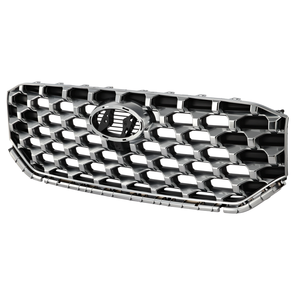 SANTA FE 21-23 GRILLE, Textured Black Shell and Insert, w/ Painted Satin Frame, Hybrid SEL Premium/Hybrid Limited/Limited Models