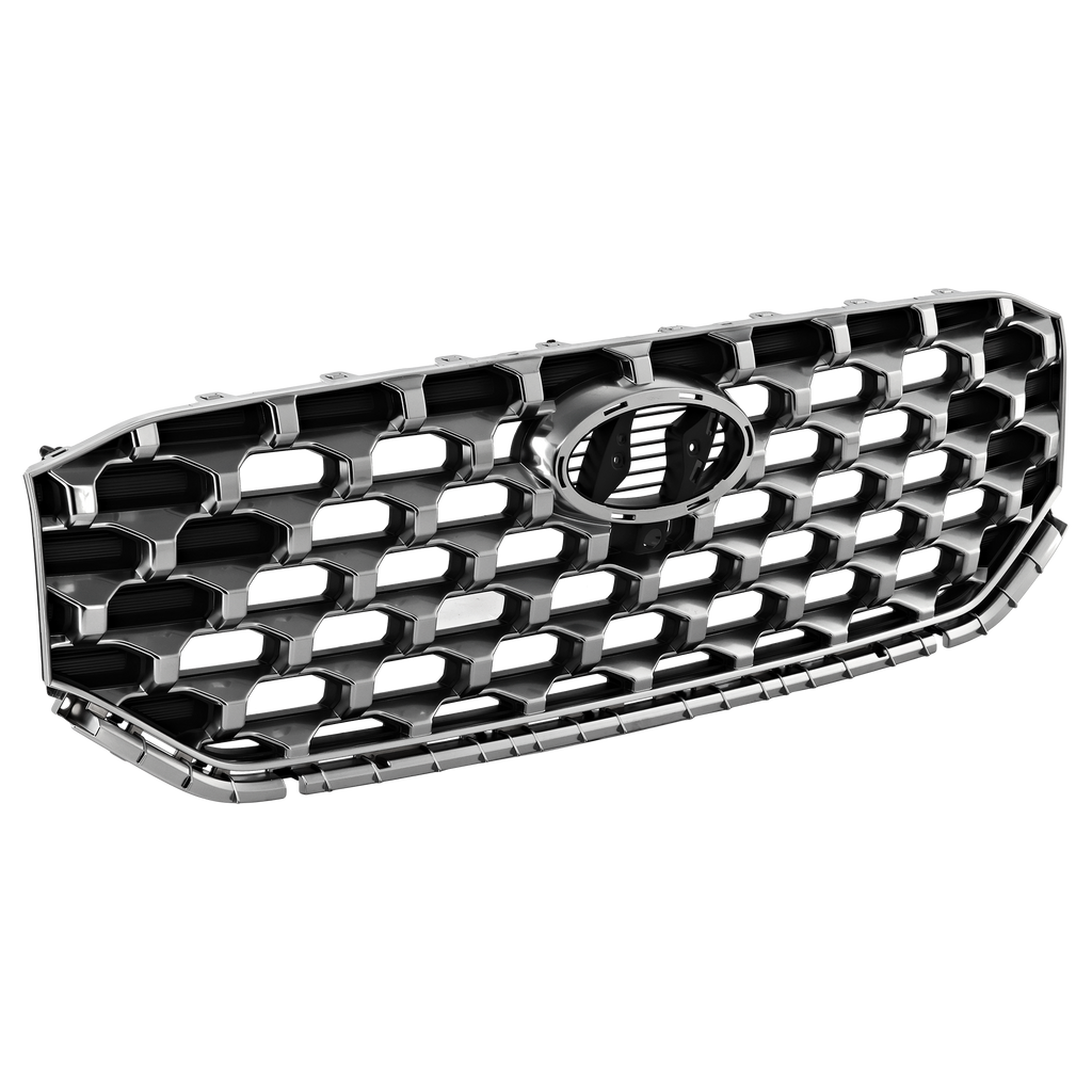 SANTA FE 21-23 GRILLE, Textured Black Shell and Insert, w/ Painted Satin Frame, Hybrid SEL Premium/Hybrid Limited/Limited Models