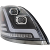 VOLVO HD VNL 04-15 HEAD LAMP RH, Lens and Housing, LED, Black Interior, Performance, w/ LED Strip, 12V