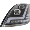 VOLVO HD VNL 04-15 HEAD LAMP LH, Lens and Housing, LED, Black Interior, Performance, w/ LED Strip, 12V