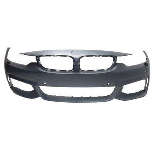 Front Bumper Cover Primed CAPA 2014 - 2020 BMW 4-Series With M Sport Pkg With HLW | PDC Snsr Holes Without Park Assist Snsr Holes | Cam Replacement REPBM010318PQ