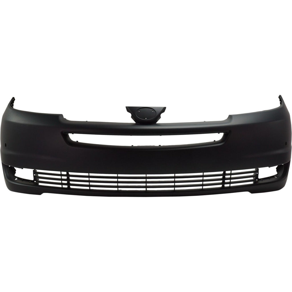 Front Bumper Cover Primed For Toyota Sienna 2004 - 2005 With Park Assist Snsr Holes Without Radar Cruise Control Replacement T010339P