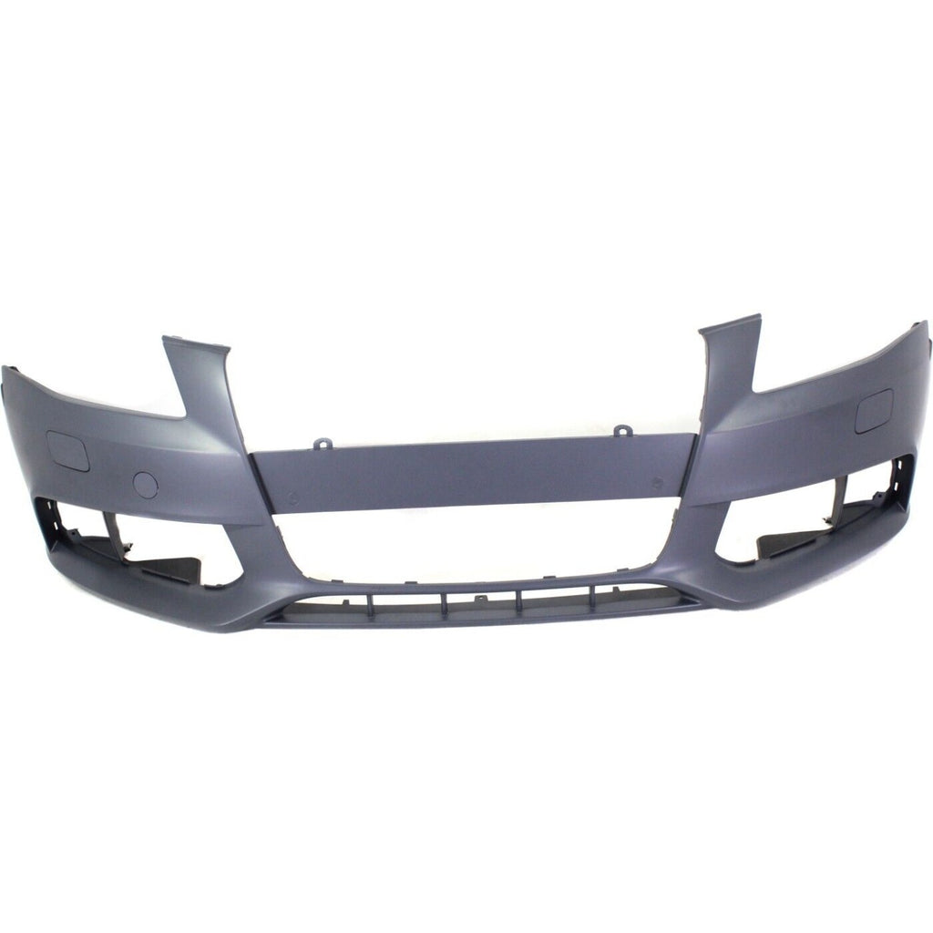 Front Bumper Cover Primed For 2009-2012 Audi A4 Without S-Line Pkg With Headlight Washer Holes Sedan Replacement REPA010306P