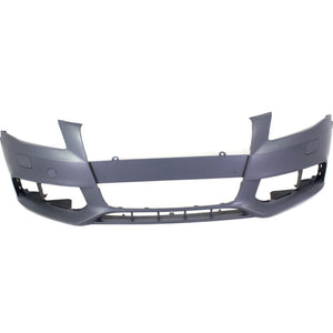 Front Bumper Cover Primed For 2009-2012 Audi A4 Without S-Line Pkg With Headlight Washer Holes Sedan Replacement REPA010306P
