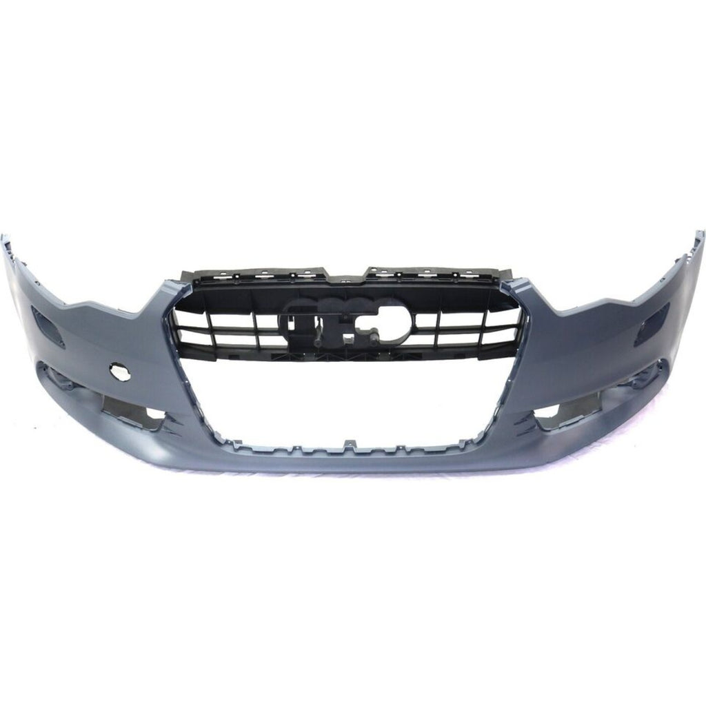 Front Bumper Cover Primed For 2013-2016 Audi A6 Without S-Line Pkg | Parking Aid Snsr Holes CAPA Replacement REPA010355PQ