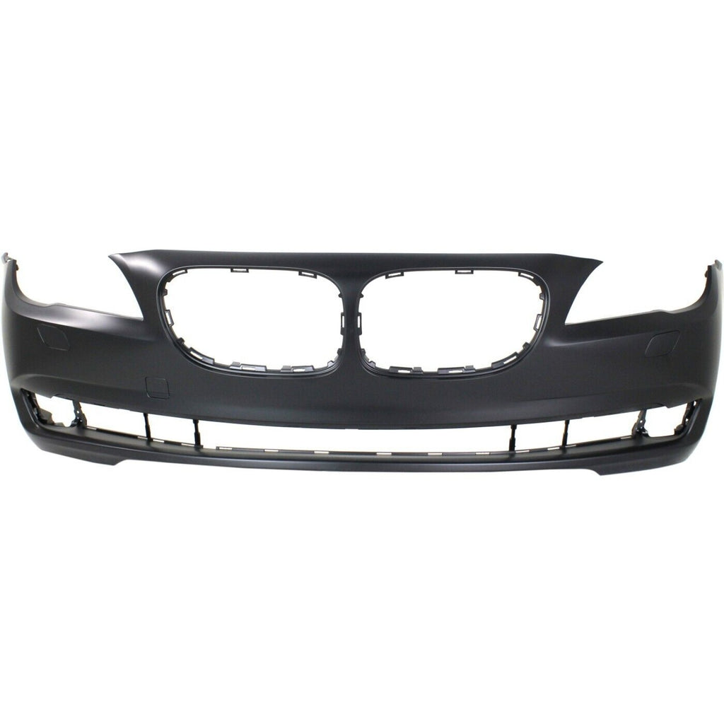 Front Bumper Cover Primed For 2009-2012 BMW 7-Series Without Park Distance Sensor Holes Without M Package CAPA Replacement REPB010352PQ