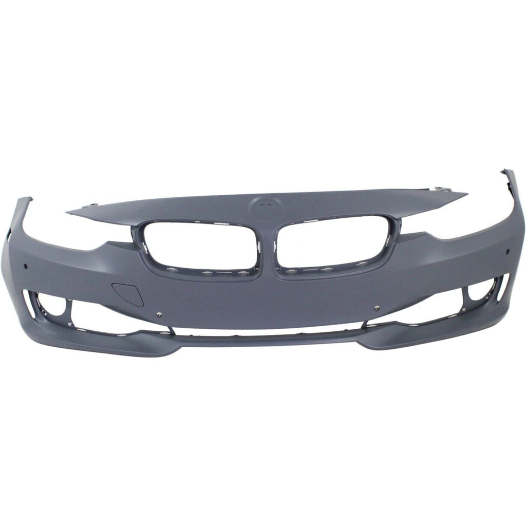 Front Bumper Cover Primed For 2012-2015 BMW 3-Series Without M Sport Line | HLW/IPAS/Cam With PDC Holes STD Type  Replacement REPB010373P