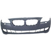 Front Bumper Cover Primed For 2011-2013 BMW 5-Series Without M Package With Park Distance Control Sensor Holes | Side View Camera Sedan Replacement REPB010377P