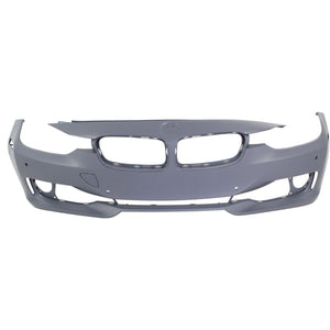 Front Bumper Cover Primed For 2012-2015 BMW 3-Series Without M Sport Line | HLW Holes/IPAS With PDC Holes/Cam STD Type Replacement REPB010371P