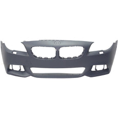 PARTS OASIS New Aftermarket BM1000311 Front Bumper Cover Primed Replacement For BMW 5-Series 2014 2015 2016 With M Sport Line Without Park Distance Control Sensor Holes Sedan Replaces 51118058994