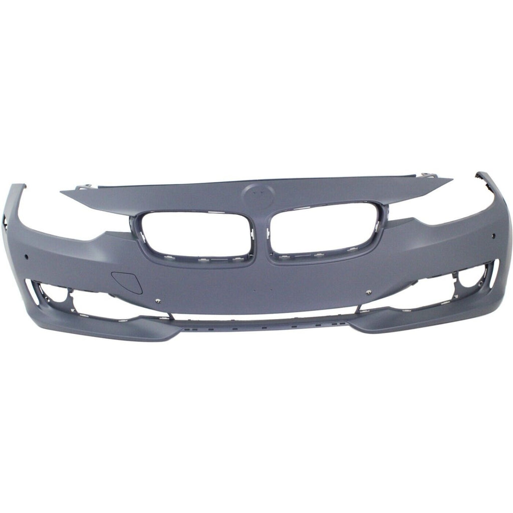 Front Bumper Cover Primed For 2012-2015 BMW 3-Series Without M Sport Line | HLW Holes/Cam With PDC Holes/IPAS Modern/Luxury/Sport Line Mdls Replacement REPB010362P