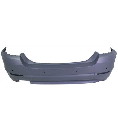 Rear Bumper Cover - CAPA Primed For 2011-2013 BMW 528I Without M Package With Park Distance Control Sensor Holes Replacement REPB760158PQ