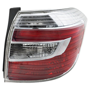 Tail Lamp Right Passenger Side For 2008-2010 Toyota Highlander Lens and Housing Clear and Red Lens Replacement REPT730113