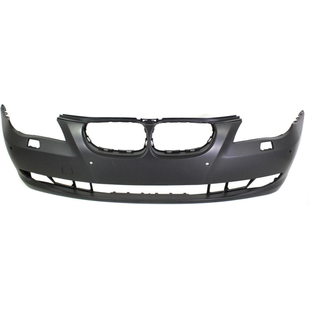 Front Bumper Cover Primed For 2008-2010 BMW 5-Series Without M Pkg With Park Dist Ctrl Snsr Holes Sedan Replacement REPB010332