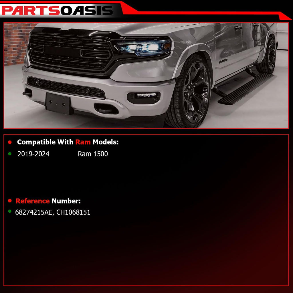 New Aftermarket Front License Plate Bracket Except Rebel/TRX/TRX Launch Edition Models Compatible with Ram 1500 2019-2024 Replaces OE CH1068151 | 68274215AE