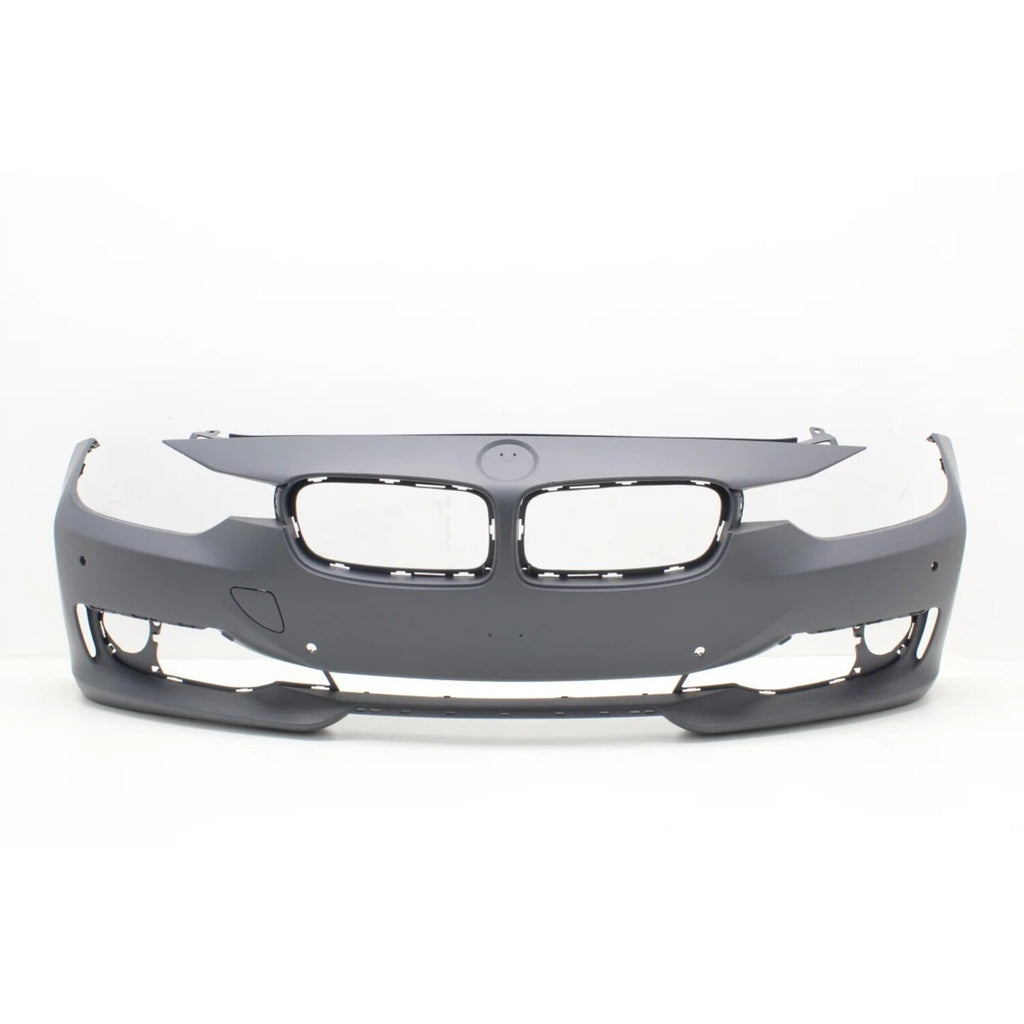 Front Bumper Cover Primed For 2012-2015 BMW 3-Series Without M Sport Line | HLW Holes With PDC Holes/IPAS/Cam Modern/Luxury/Sport Line Mdls Replacement REPB010360P