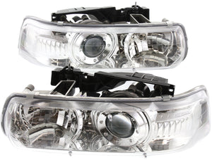 SILVERADO 99-02/TAHOE 00-06 PROJECTOR HEAD LAMP RH AND LH, Assembly, w/Halogen, Chrome Interior