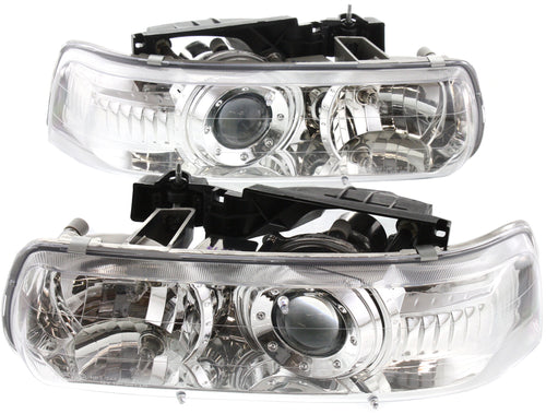 SILVERADO 99-02/TAHOE 00-06 PROJECTOR HEAD LAMP RH AND LH, Assembly, w/Halogen, Chrome Interior