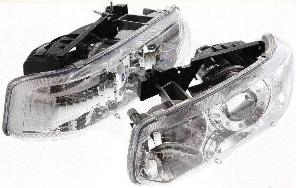 SILVERADO 99-02/TAHOE 00-06 PROJECTOR HEAD LAMP RH AND LH, Assembly, w/Halogen, Chrome Interior