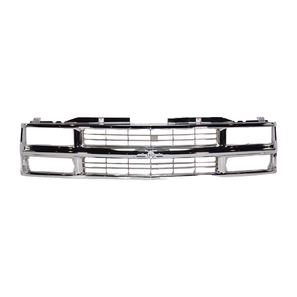CHEVY C/K SERIES 94-00/SUBURBAN 94-99 GRILLE, Cross Bar, Chrome Shell and Insert, w/ Dual Beam Headlamp