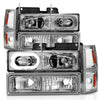 CRYSTAL HEADLIGHTS W/ HALO CHROME HOUSING W/ SIGNAL & SIDE MARKERS 8PCS