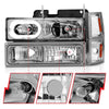 CRYSTAL HEADLIGHTS W/ HALO CHROME HOUSING W/ SIGNAL & SIDE MARKERS 8PCS