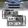 CRYSTAL HEADLIGHTS W/ HALO CHROME HOUSING W/ SIGNAL & SIDE MARKERS 8PCS