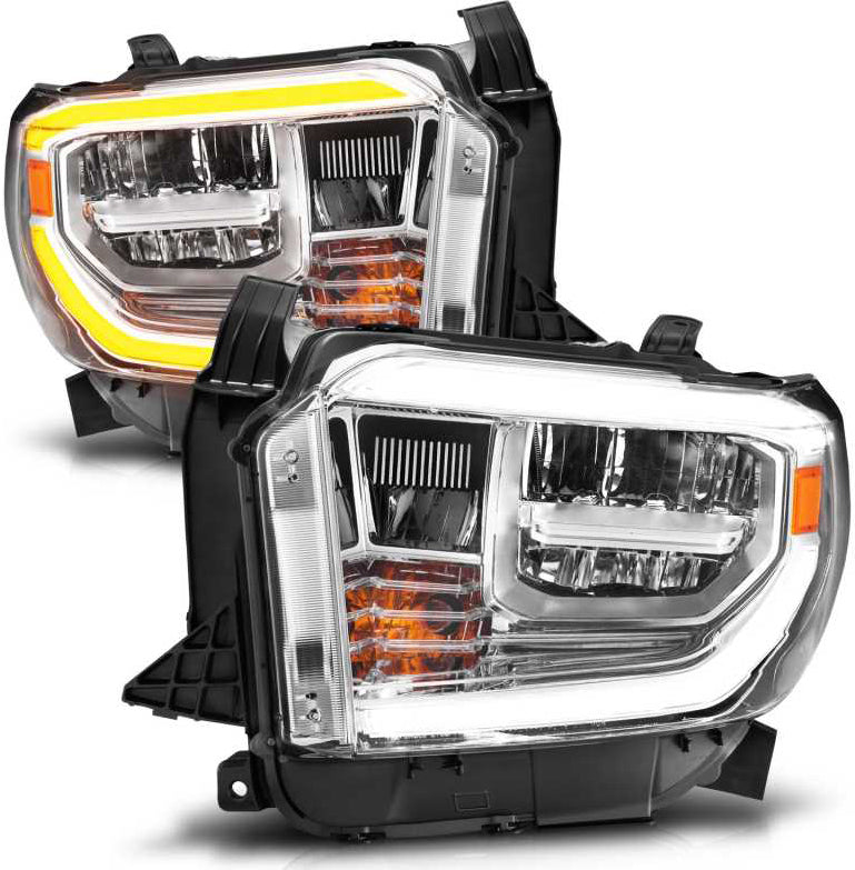 LED CRYSTAL HEADLIGHTS W/ SWITCHBACK CHROME HOUSING W/ DRL