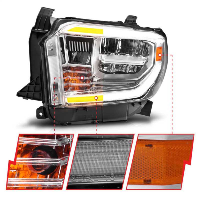 LED CRYSTAL HEADLIGHTS W/ SWITCHBACK CHROME HOUSING W/ DRL