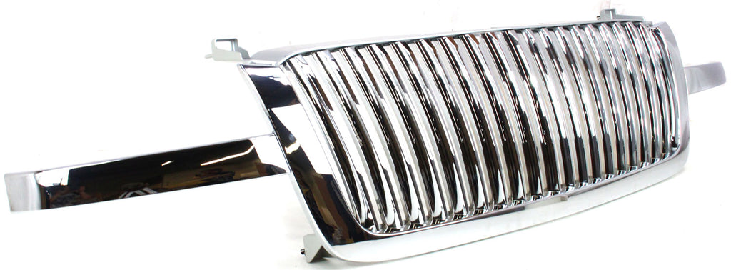 SILVERADO 03-06 GRILLE, Navigator-style, Vertical Bar, All-Chrome, w/o Body Cladding, Base/Hybrid/LS/LT Model, Includes 2007 Classic