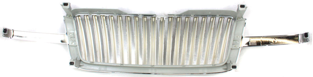 SILVERADO 03-06 GRILLE, Navigator-style, Vertical Bar, All-Chrome, w/o Body Cladding, Base/Hybrid/LS/LT Model, Includes 2007 Classic