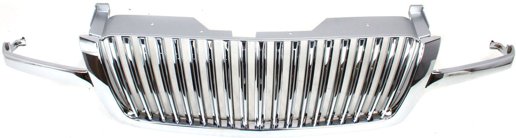 SILVERADO 03-06 GRILLE, Navigator-style, Vertical Bar, All-Chrome, w/o Body Cladding, Base/Hybrid/LS/LT Model, Includes 2007 Classic
