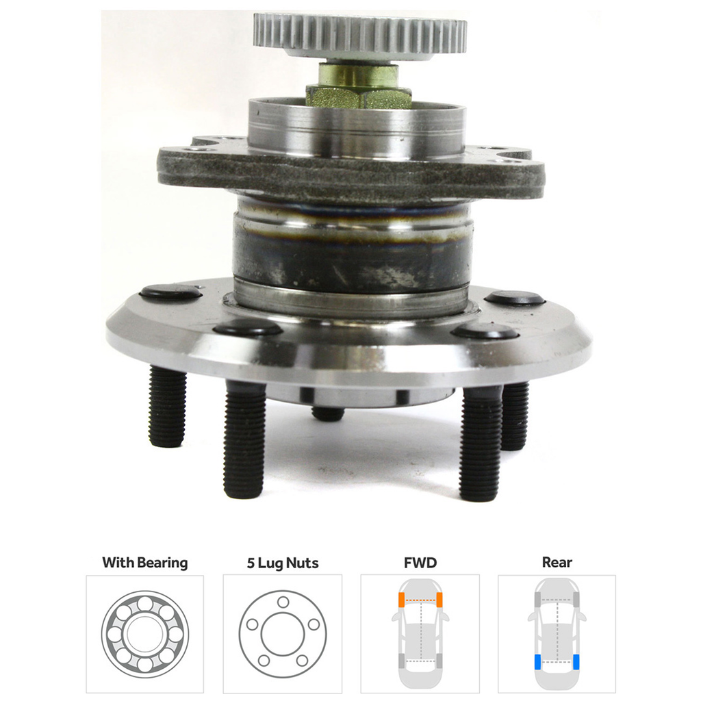 XG300 01-01/XG350 02-05 REAR HUB ASSEMBLY RH=LH, 5 Studs, Base/L Models, FWD, 4-Wheel ABS