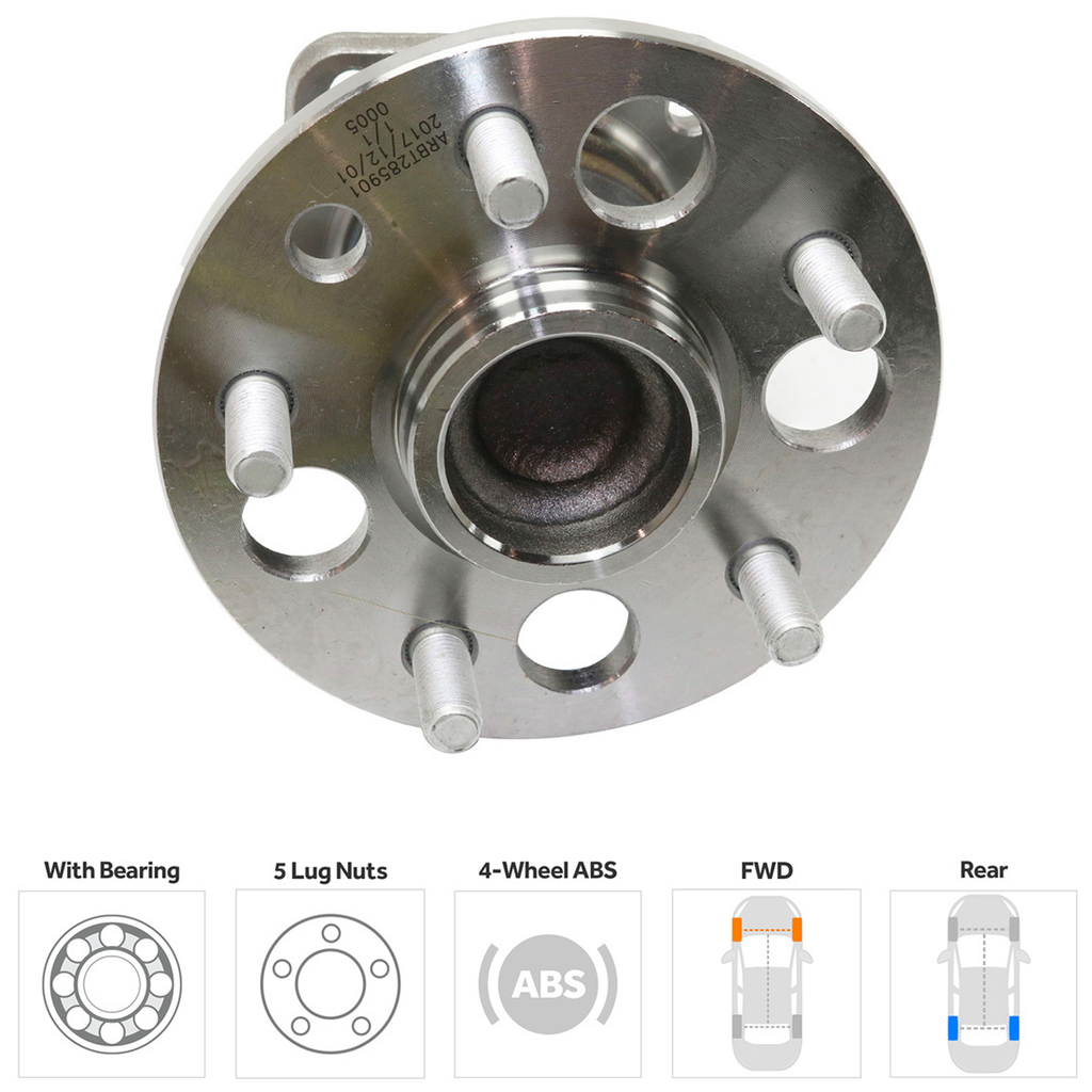 SIENNA 98-03 REAR HUB ASSEMBLY RH=LH, 5 Studs, 4-Wheel ABS