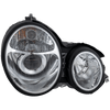 E-CLASS 96-99 PROJECTOR HEAD LAMP RH AND LH, Assembly, Halogen, Chrome Interior