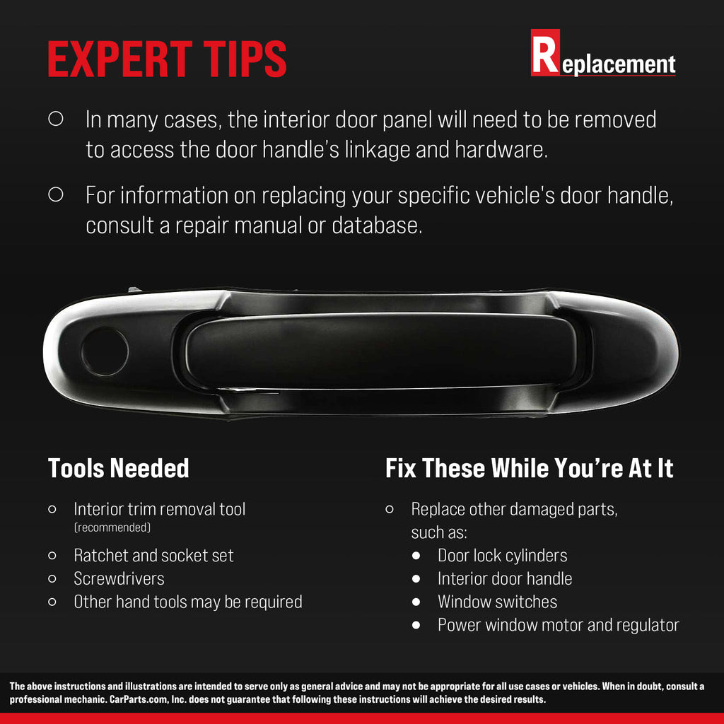 TOWN AND COUNTRY 01-07 FRONT EXTERIOR DOOR HANDLE RH, Smooth Black, w/ Keyhole