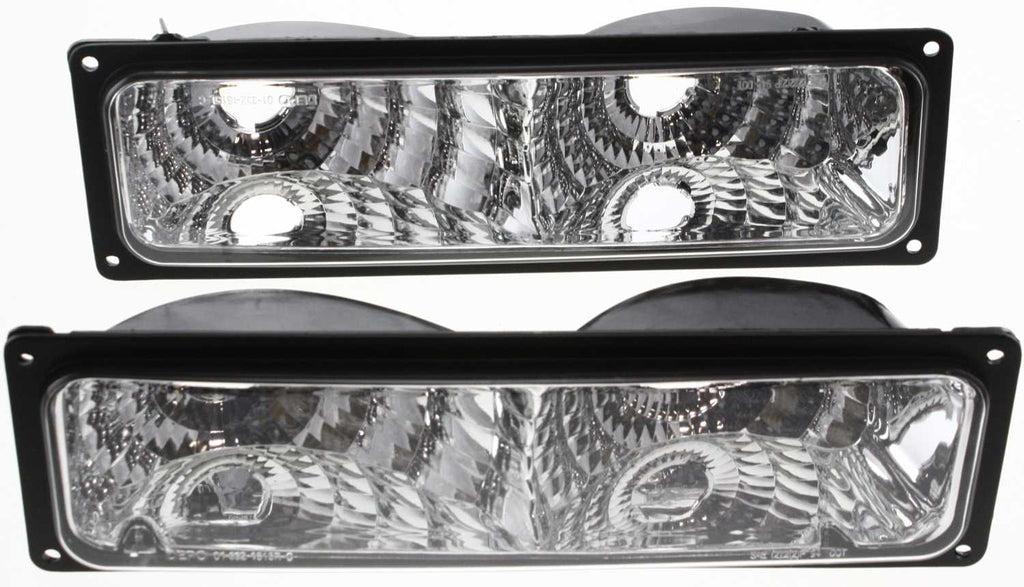 C/K FULL SIZE P/U 94-02 CRYSTAL CLEAR TURN SIGNAL LAMP RH and LH, Lens and Housing, Diamond Design, Black