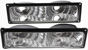 C/K FULL SIZE P/U 94-02 CRYSTAL CLEAR TURN SIGNAL LAMP RH and LH, Lens and Housing, Diamond Design, Black