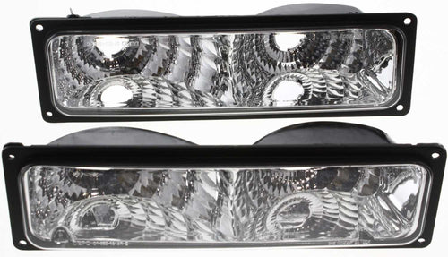 C/K FULL SIZE P/U 94-02 CRYSTAL CLEAR TURN SIGNAL LAMP RH and LH, Lens and Housing, Diamond Design, Black