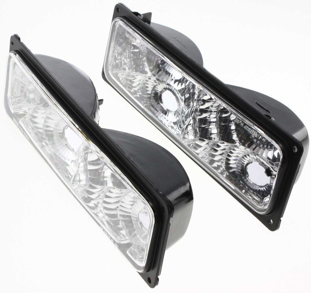 C/K FULL SIZE P/U 94-02 CRYSTAL CLEAR TURN SIGNAL LAMP RH and LH, Lens and Housing, Diamond Design, Black