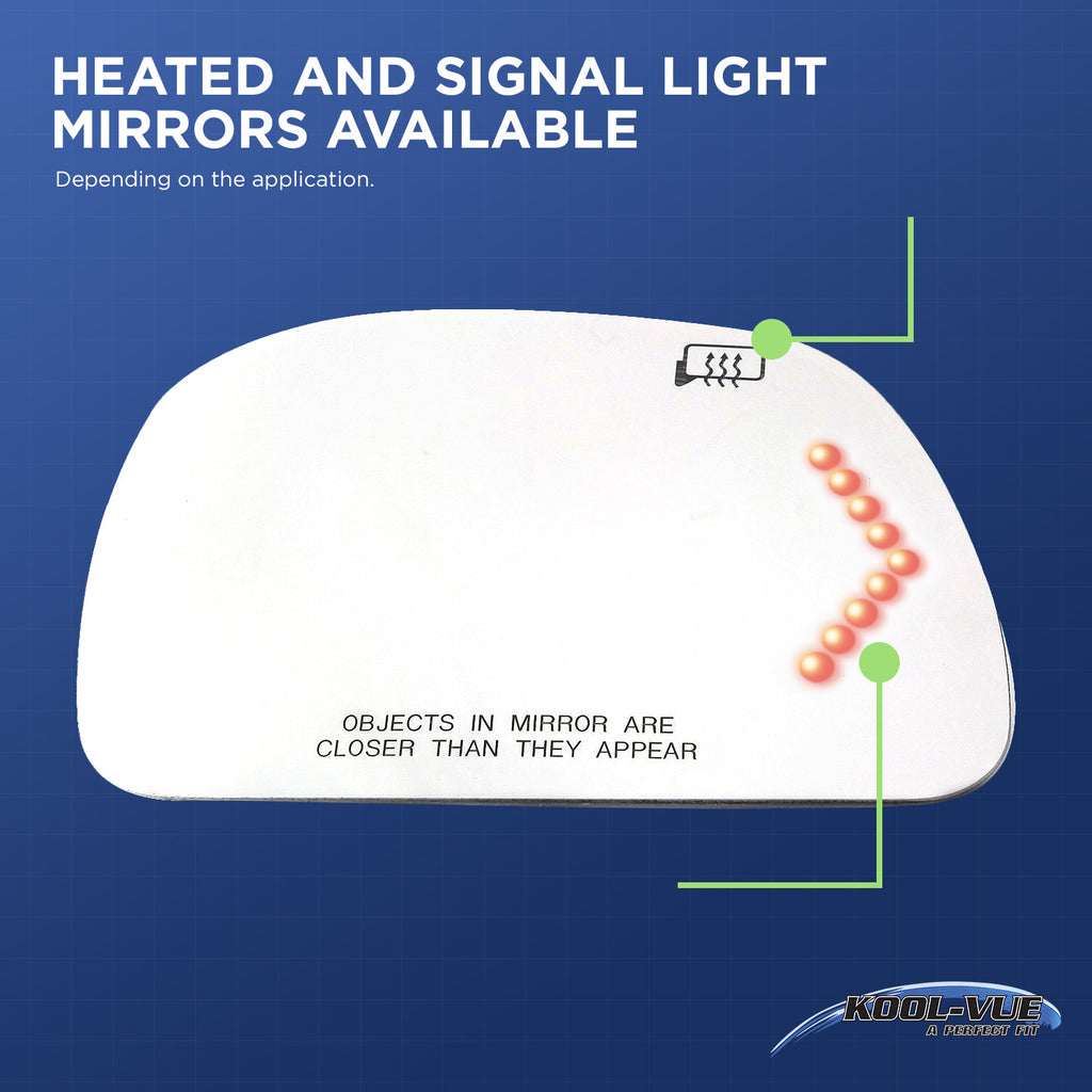 YUKON XL 00-06 MIRROR GLASS LH, Non-Towing, Heated, w/ Turn Signal, w/o BSD and Backing Plate, 2-pin connector