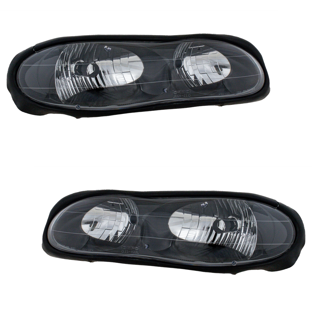 CAMARO 98-02 CLEAR HEAD LAMP RH AND LH, Composite, Lens and Housing, Halogen, Black Interior