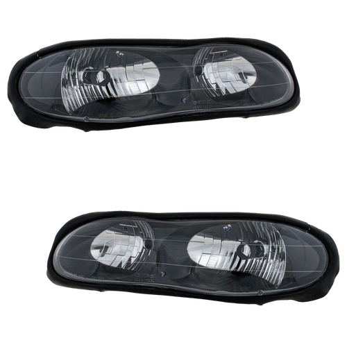 CAMARO 98-02 CLEAR HEAD LAMP RH AND LH, Composite, Lens and Housing, Halogen, Black Interior