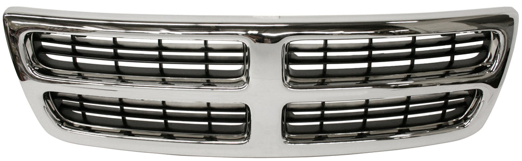DODGE FULL SIZE VAN 98-03 GRILLE, Plastic, Chr Shll/Ptd-Blk Insrt
